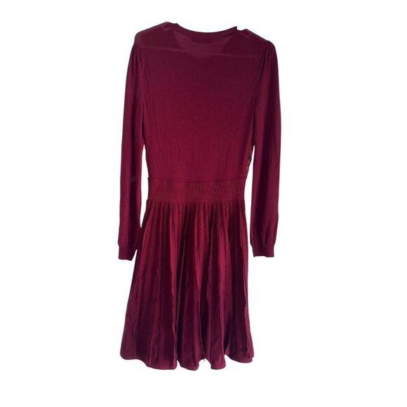 Valentino Guipure Lace & Wool Knit long Sleeve Dress Abito Sz M Red $3290 - Picture 4 of 14